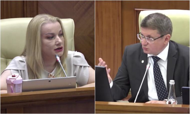 (stop cadru) Grosu, către Caraman în Parlament: „Participați la ședințele Biroului, doamna deputată. „Ukazanii” se dau în altă parte”